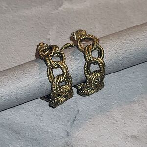 Vintage c1990s Bold & Pretty Gold-Tone Textured Double Braided Hoop Earrings